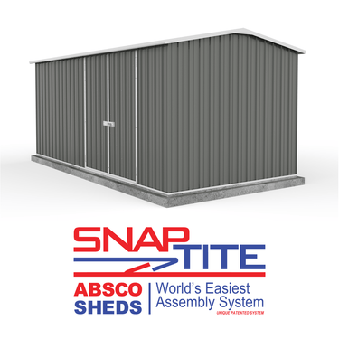 Absco 4.48mW x 3.00mD x 2.06mH Double Door Workshop Shed - Woodland Grey - Shed City